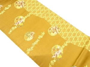 リサイクル　雪輪に鳳凰・桜・藤模様織り出し袋帯